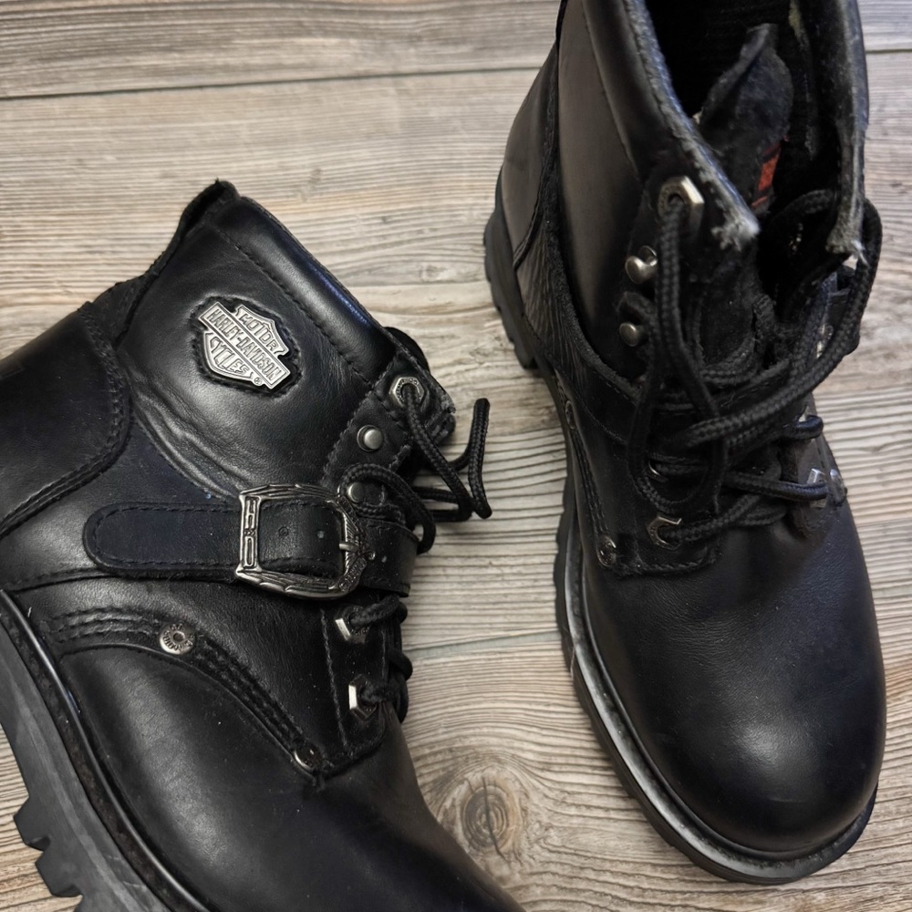Harley-Davidson Women’s Black Leather Riding Boots Sz. 7 - Picture 4 of 7